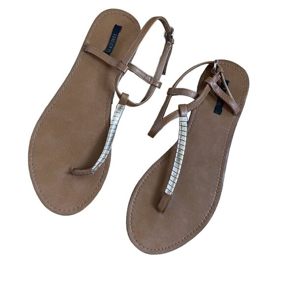 Forever 21 Shoes - Forever 21 brown sandals sparkle detail‎ boho style fringe women's size 8